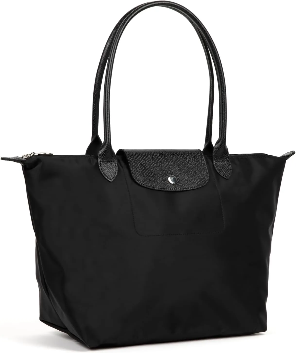Designer-like Tote | Genuine Leather Trimming | Foldable | Nylon | Lightweight | Zipper Closure | Flat Inside Pockets