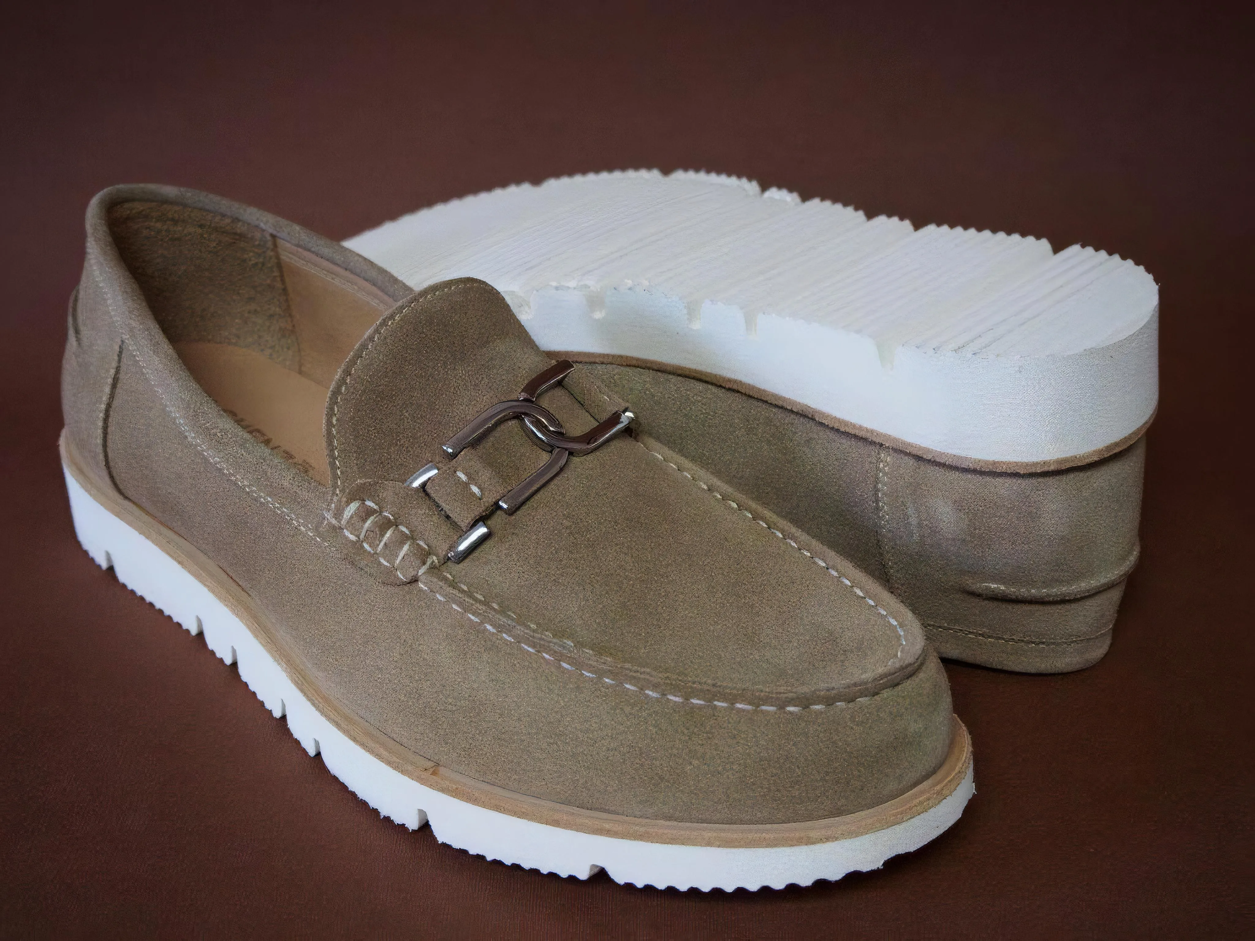 DI CHENZO Men's 5021 Beige Velour Leather Loafer