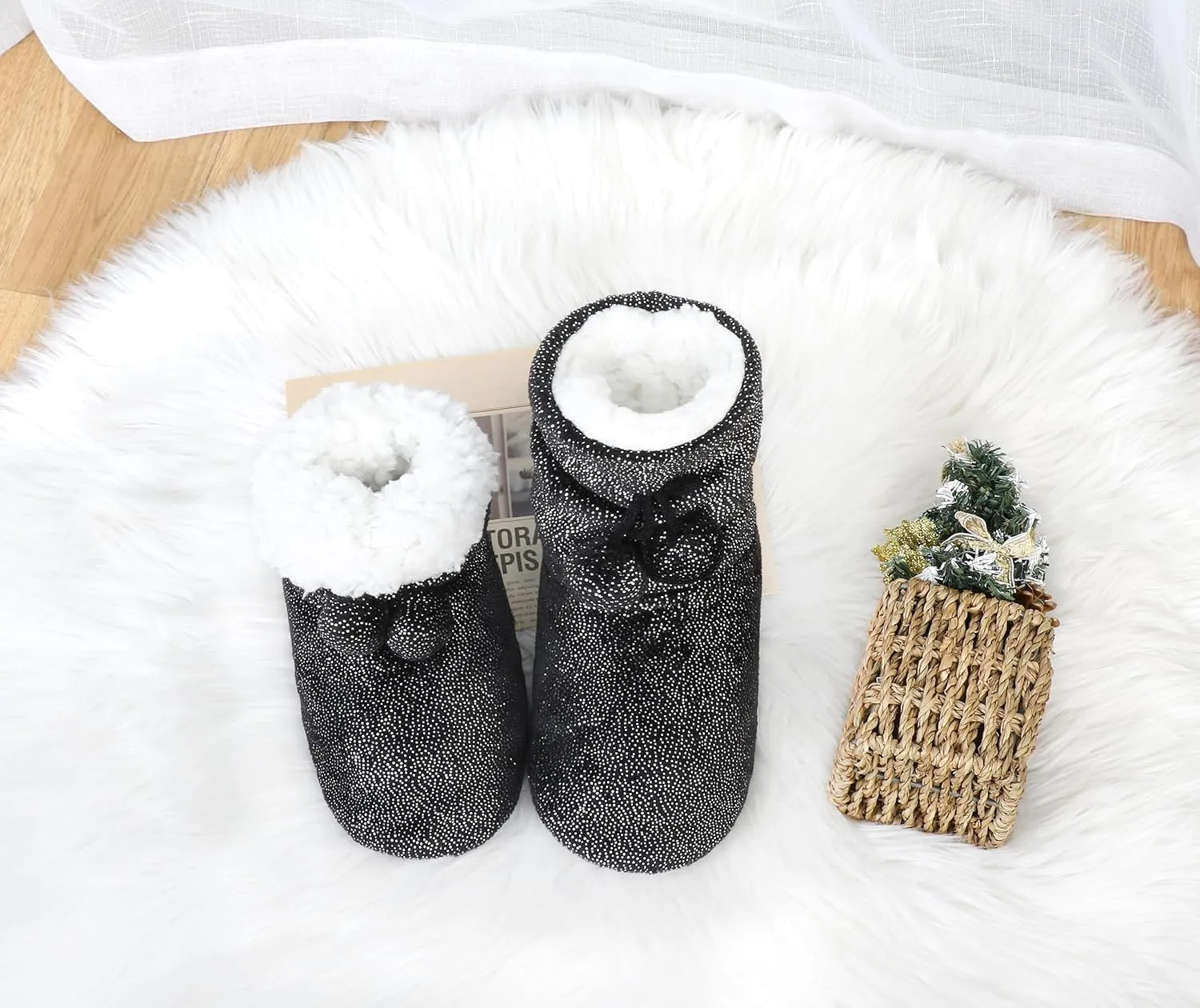 DICUIRD Womens Cozy&Warm Slipper Socks with Grippers-House Socks