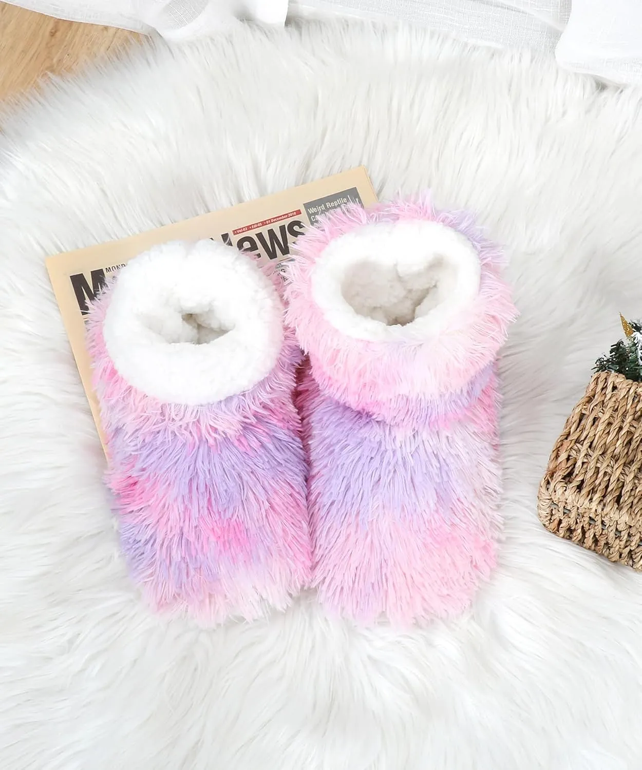 DICUIRD Womens Cozy&Warm Slipper Socks with Grippers-House Socks