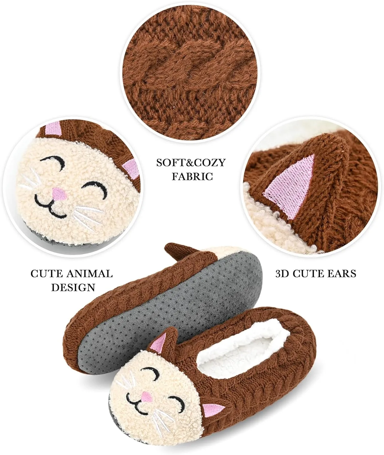 DICUIRD Womens Cute Animal Soft Sole Slipper Socks with Grippers-Fuzzy House Slippers