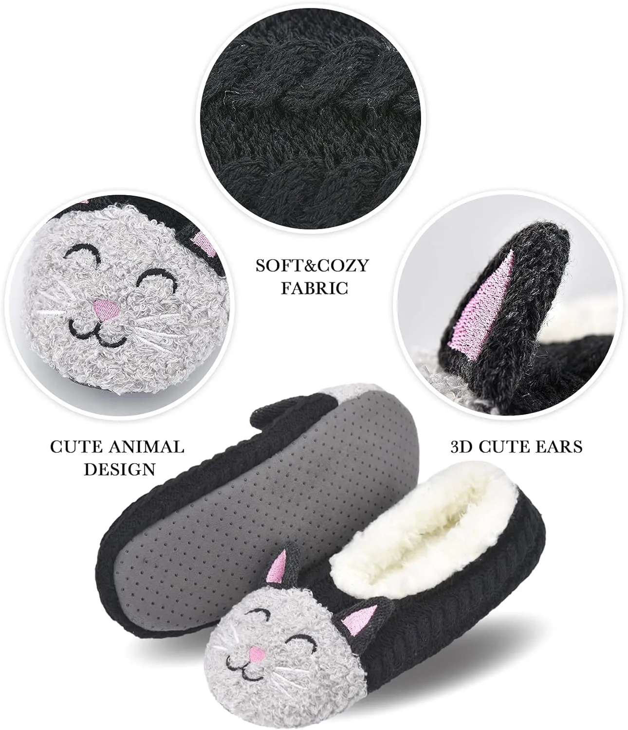 DICUIRD Womens Cute Animal Soft Sole Slipper Socks with Grippers-Fuzzy House Slippers