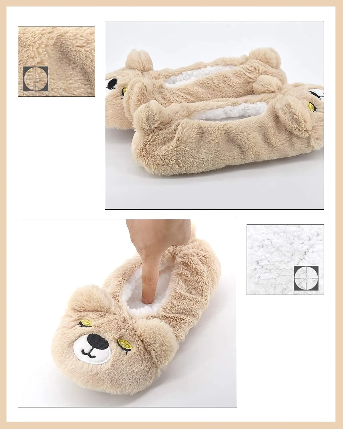 DICUIRD Womens Slipper Socks Low Cut Comfy&Warm Animal Non-skid Bedroom Slippers