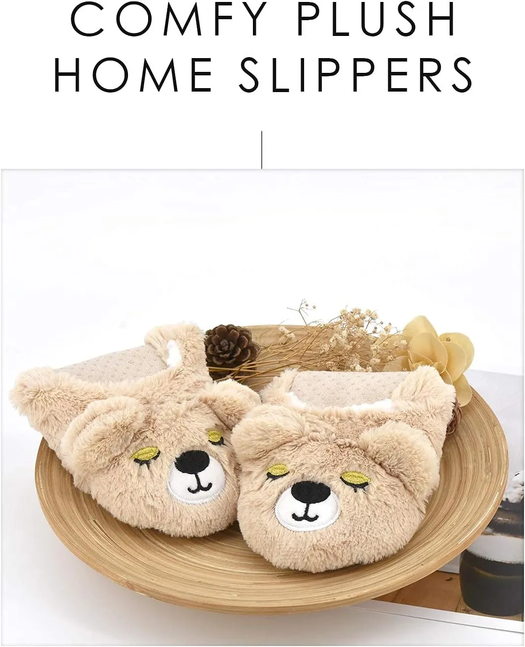 DICUIRD Womens Slipper Socks Low Cut Comfy&Warm Animal Non-skid Bedroom Slippers