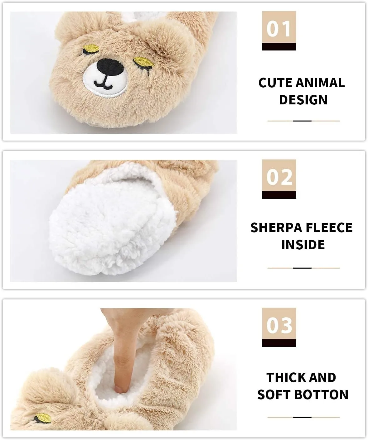 DICUIRD Womens Slipper Socks Low Cut Comfy&Warm Animal Non-skid Bedroom Slippers