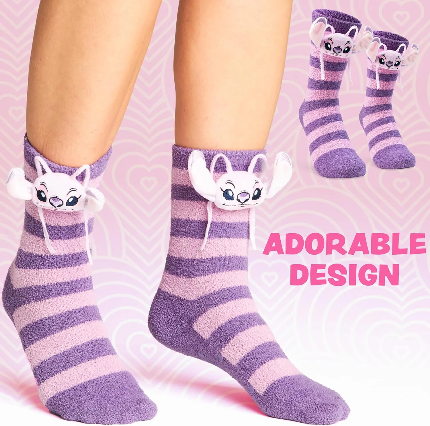 Disney Womens Slipper Socks, Non-Slip Fluffy Bed Socks - Cozy Gifts for Her