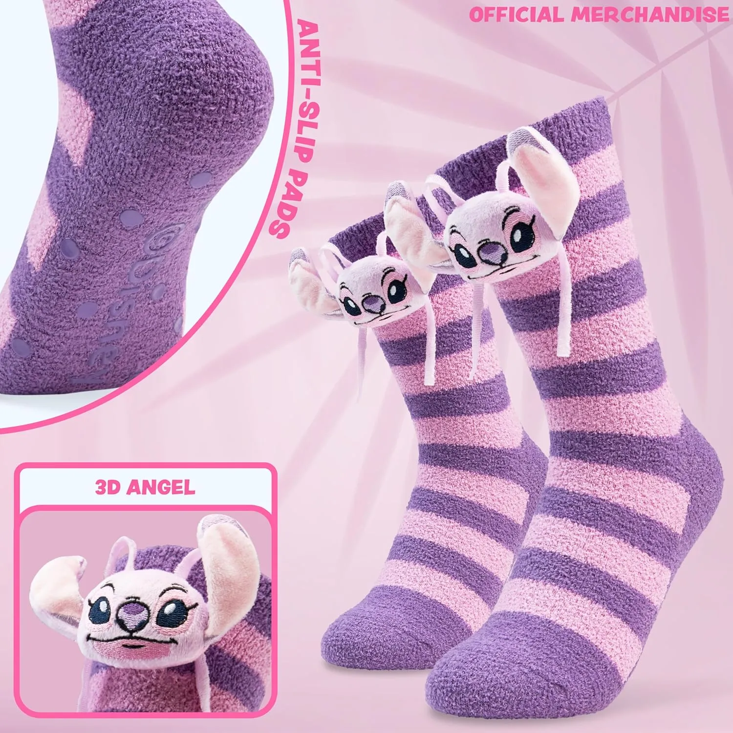 Disney Womens Slipper Socks, Non-Slip Fluffy Bed Socks - Cozy Gifts for Her