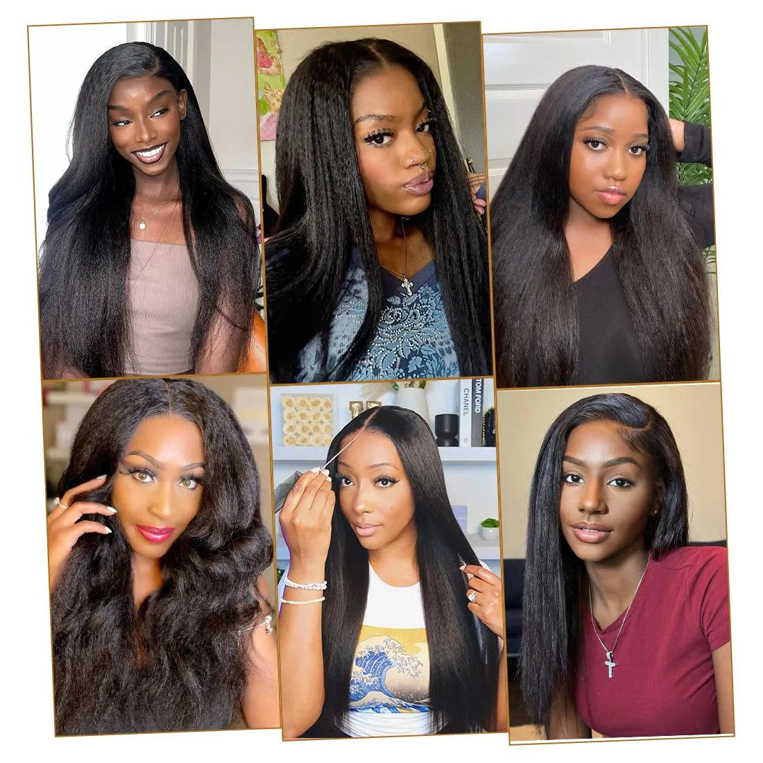 Domiso 22 Inch Wear and Go Glueless Wig Kinky Straight Lace Pre Cut 7x5 Lace Front Wigs Human Hair for Women Glueless Wig with Elastic Band Natural Hairline 200% Density Yaki Hair Natural Black