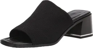 Donald Pliner Women's Haze Textured Stretch Fabric Mule Heeled, Slide, Comfortable, Leather, Chunky Sandals