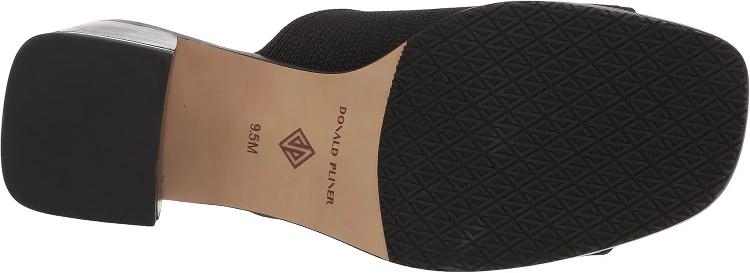 Donald Pliner Women's Haze Textured Stretch Fabric Mule Heeled, Slide, Comfortable, Leather, Chunky Sandals