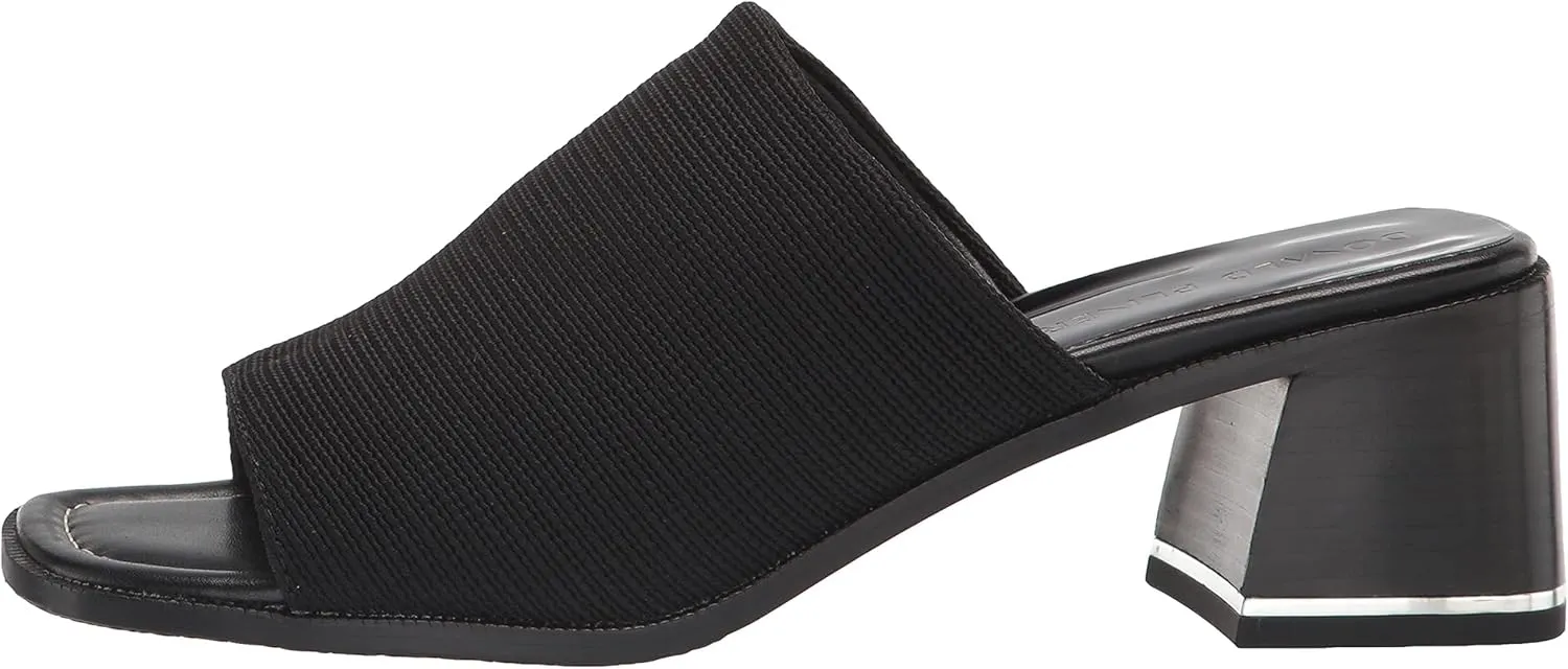 Donald Pliner Women's Haze Textured Stretch Fabric Mule Heeled, Slide, Comfortable, Leather, Chunky Sandals