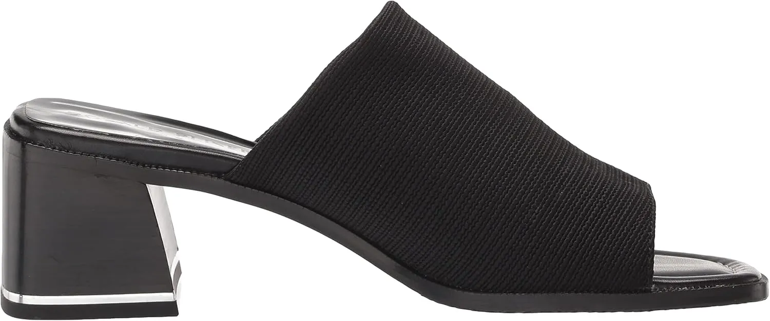 Donald Pliner Women's Haze Textured Stretch Fabric Mule Heeled, Slide, Comfortable, Leather, Chunky Sandals