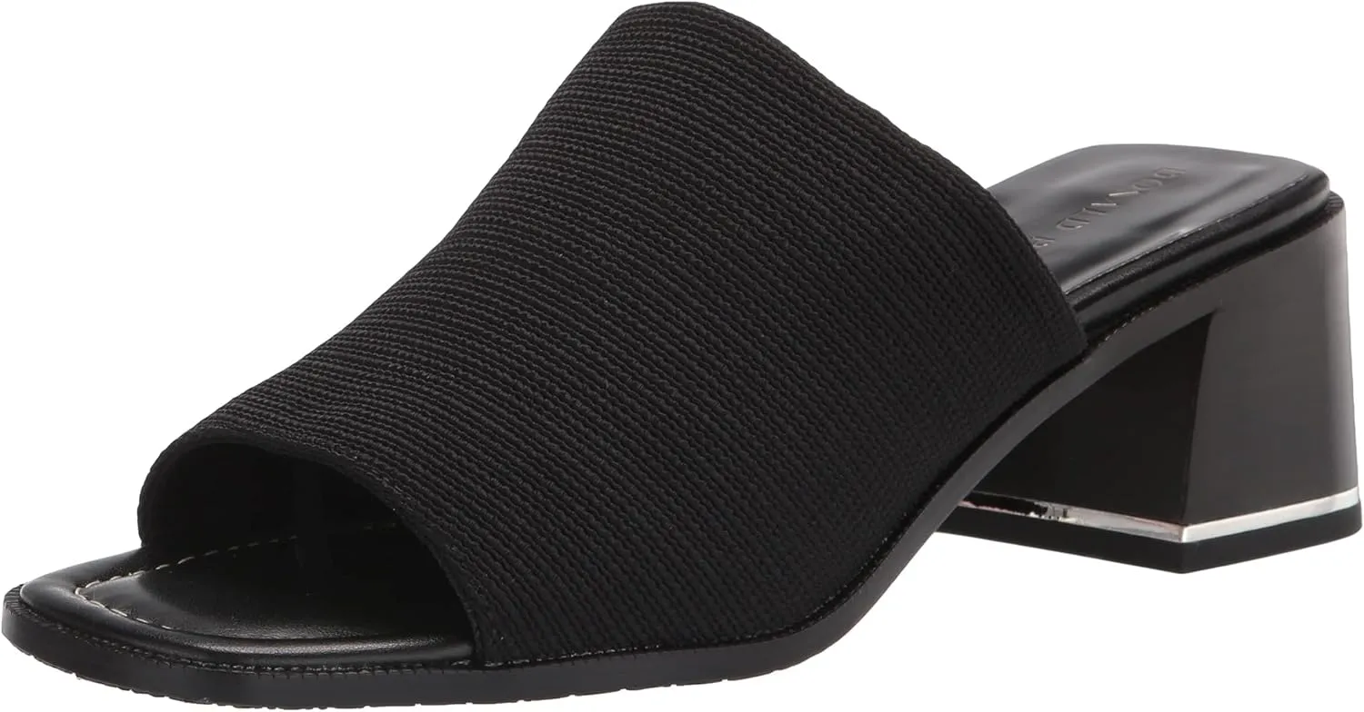 Donald Pliner Women's Haze Textured Stretch Fabric Mule Heeled, Slide, Comfortable, Leather, Chunky Sandals