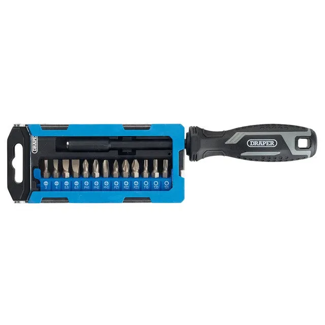 Draper Soft Grip Magnetic Screwdriver & Bit Set 1/4" x 100mm 14 Piece