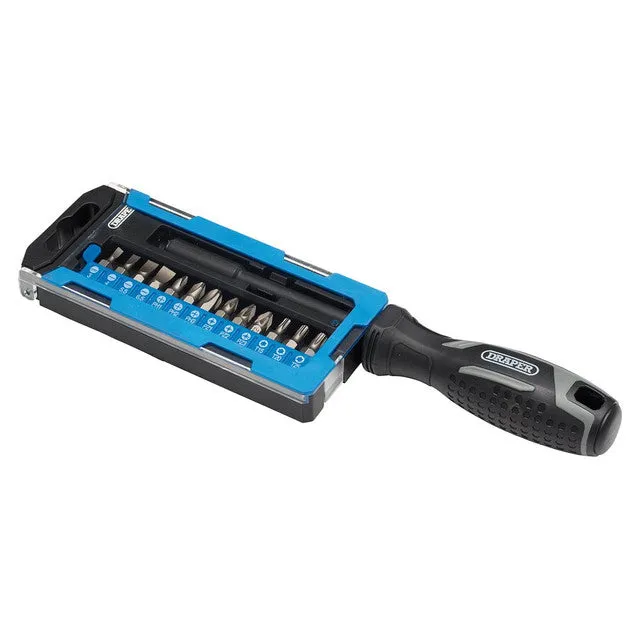 Draper Soft Grip Magnetic Screwdriver & Bit Set 1/4" x 100mm 14 Piece