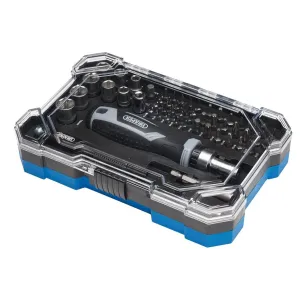 Draper Soft Grip Ratchet Screwdriver & Bit Set 55 Piece