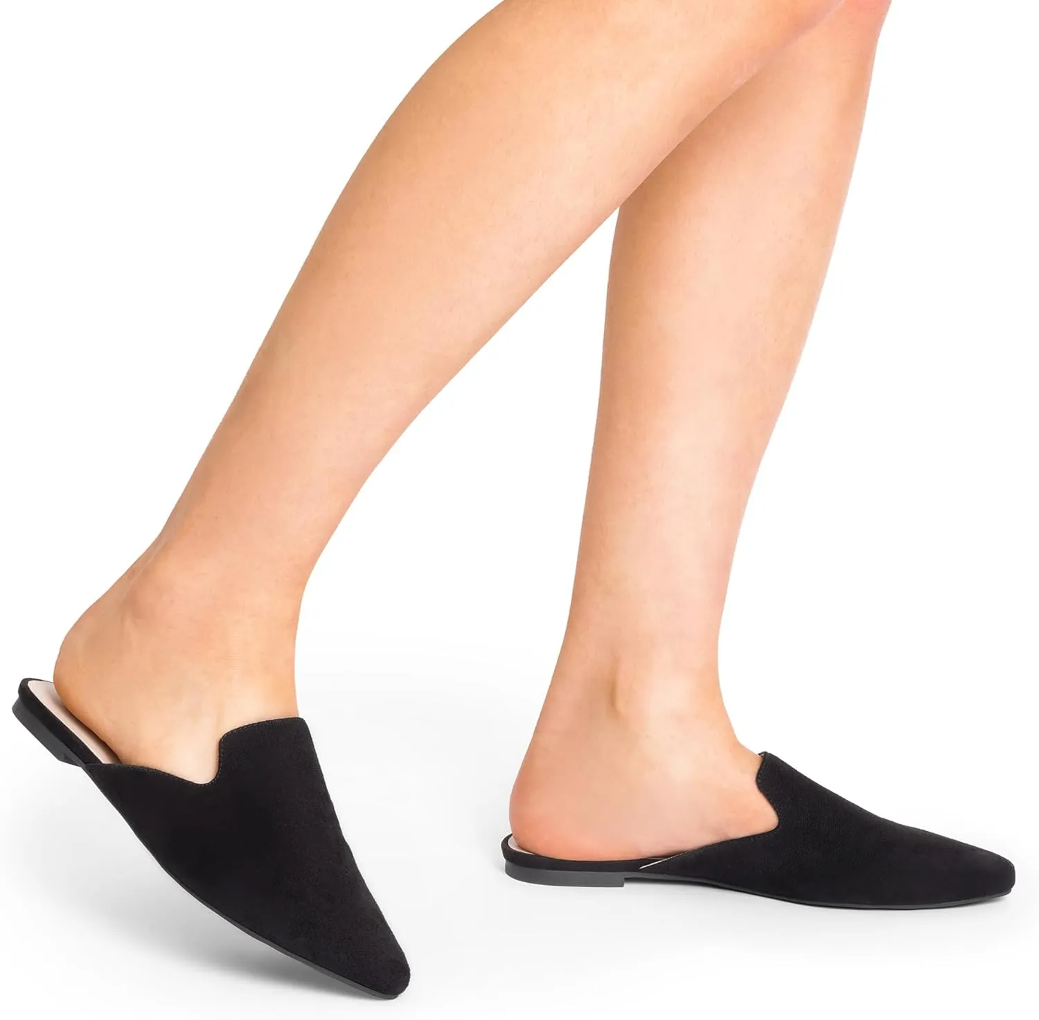 DREAM PAIRS Women's Flat Mules Pointed Toe Backless Loafer Shoes