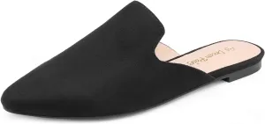 DREAM PAIRS Women's Flat Mules Pointed Toe Backless Loafer Shoes