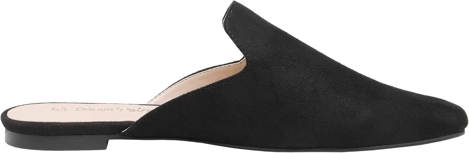 DREAM PAIRS Women's Flat Mules Pointed Toe Backless Loafer Shoes