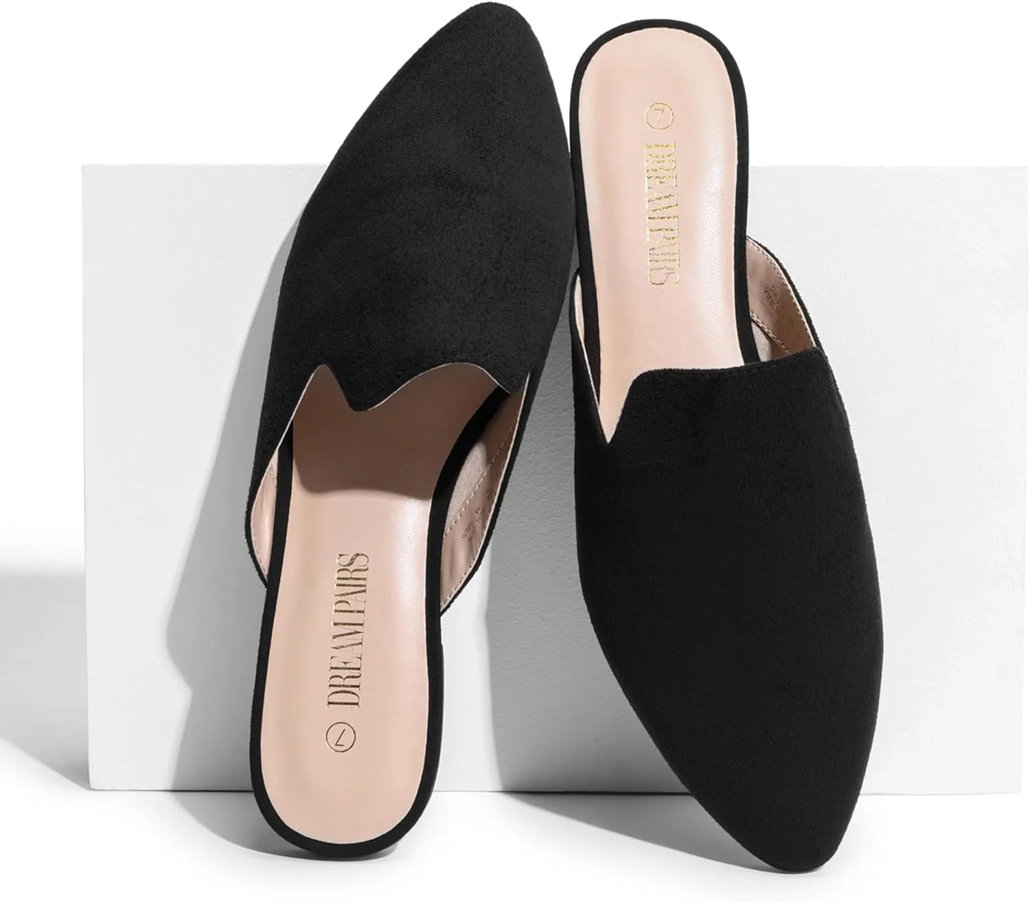 DREAM PAIRS Women's Flat Mules Pointed Toe Backless Loafer Shoes