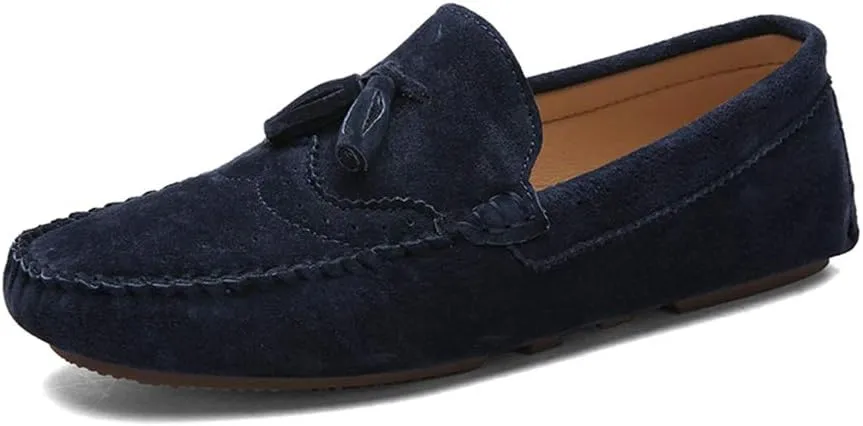 Driving Loafer for Men Boat Moccasins Slip On Style Pigskin Leather Classic Fringe Breathable Solid Color