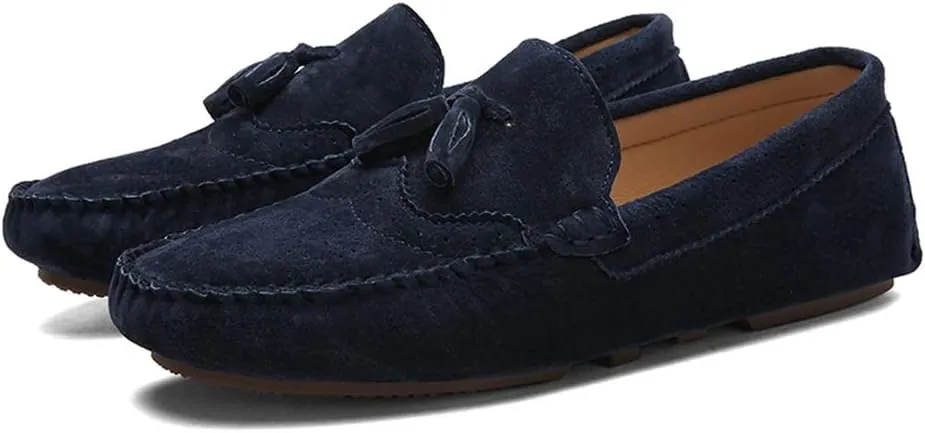 Driving Loafer for Men Boat Moccasins Slip On Style Pigskin Leather Classic Fringe Breathable Solid Color