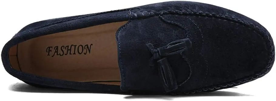 Driving Loafer for Men Boat Moccasins Slip On Style Pigskin Leather Classic Fringe Breathable Solid Color