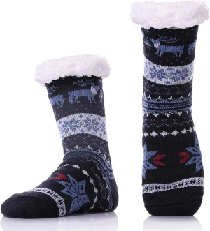 DYW Mens Fuzzy Slipper Socks Warm Thick Heavy Thermal Fleece lined Fluffy Winter Non Slip Socks