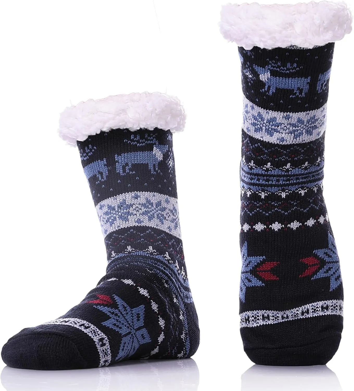 DYW Mens Fuzzy Slipper Socks Warm Thick Heavy Thermal Fleece lined Fluffy Winter Non Slip Socks