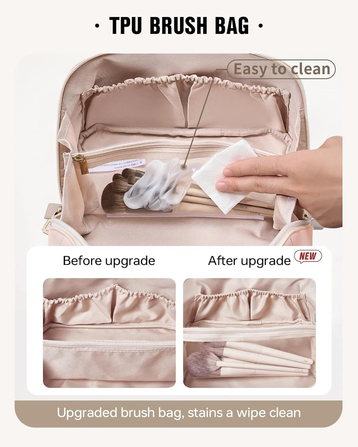 EACHY Travel Makeup Bag,Large Capacity Cosmetic Bags for Women,Waterproof Portable Pouch Open Flat Toiletry Bag Pattern Makeup Bag (X-Pink)