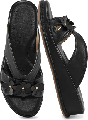 Ecetana Sandals for Women 2025 Wedge Slides Dressy Summer Comfortable Memory Foam Slip on Casual Platform Shoes