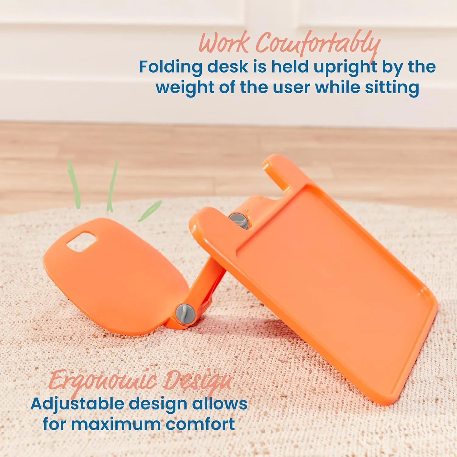 ECR4Kids The Surf Folding Portable Lap Desk, Large, Flexible Seating, Orange
