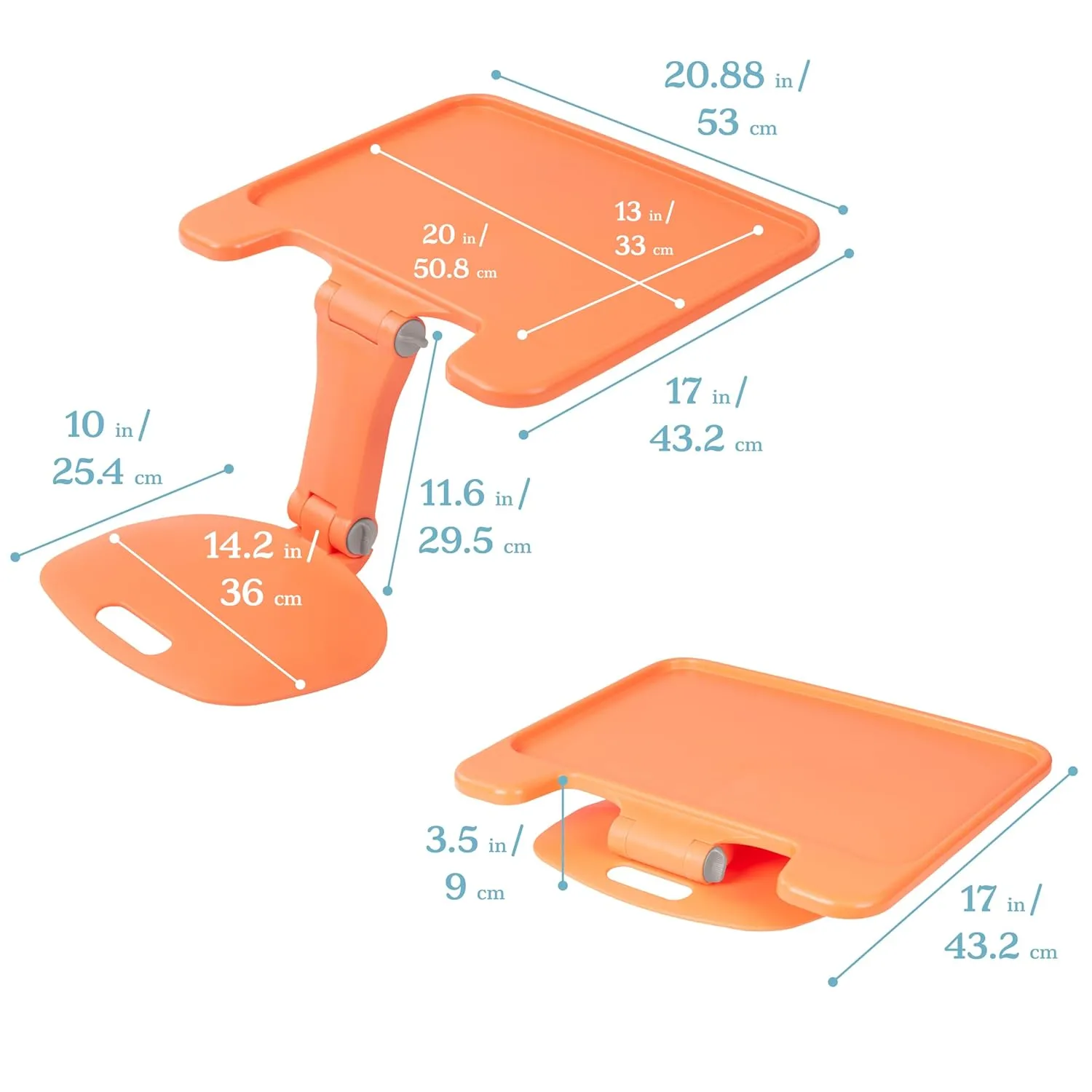 ECR4Kids The Surf Folding Portable Lap Desk, Large, Flexible Seating, Orange