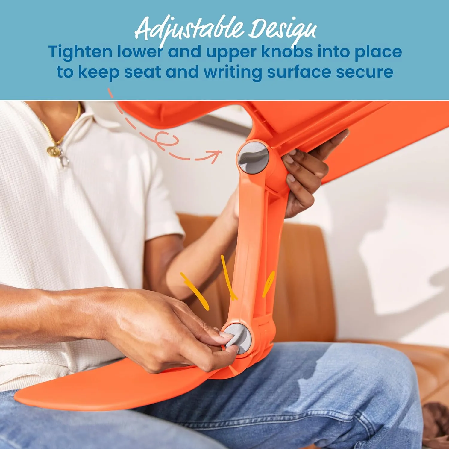 ECR4Kids The Surf Folding Portable Lap Desk, Large, Flexible Seating, Orange