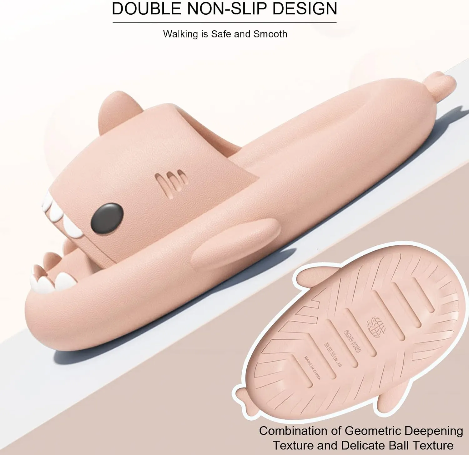 EECH Big Kid Cute Slippers, Cloud Shark Slides, Upgraded Thick Sole Non-Slip Sandals for Kids, Indoor Outdoor Summer
