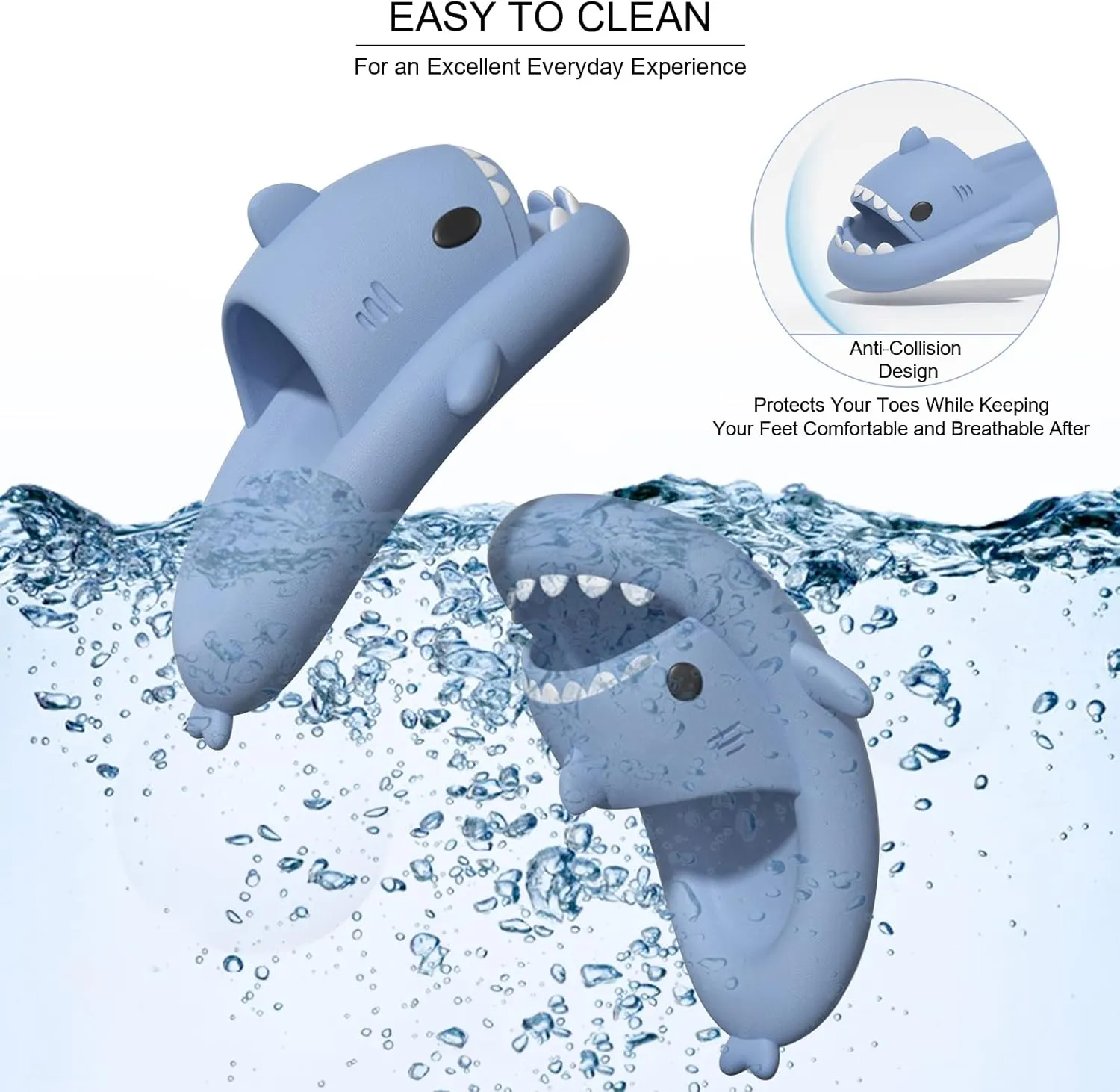 EECH Big Kid Cute Slippers, Cloud Shark Slides, Upgraded Thick Sole Non-Slip Sandals for Kids, Indoor Outdoor Summer