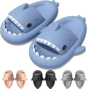EECH Big Kid Cute Slippers, Cloud Shark Slides, Upgraded Thick Sole Non-Slip Sandals for Kids, Indoor Outdoor Summer