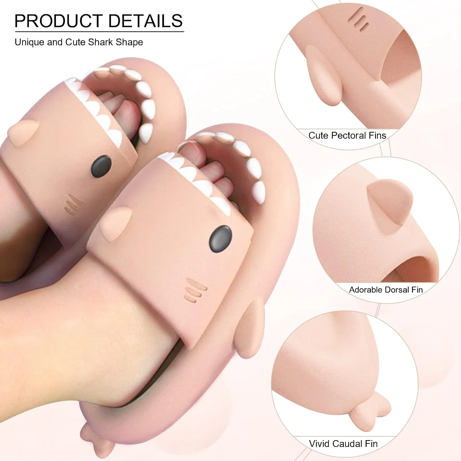 EECH Big Kid Cute Slippers, Cloud Shark Slides, Upgraded Thick Sole Non-Slip Sandals for Kids, Indoor Outdoor Summer