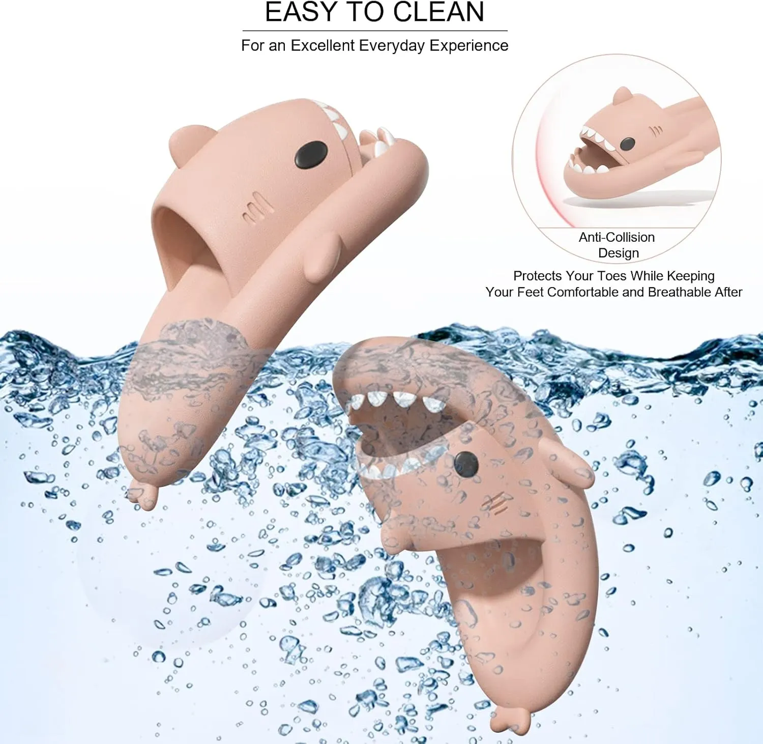 EECH Big Kid Cute Slippers, Cloud Shark Slides, Upgraded Thick Sole Non-Slip Sandals for Kids, Indoor Outdoor Summer