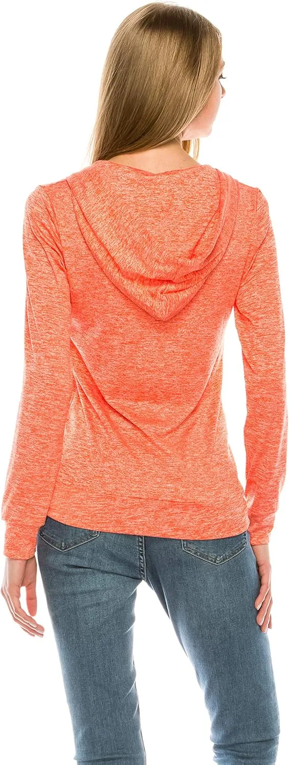 Eevee Women's Slim Fit Thin Lightweight Long Sleeve Zipped Up Hoodie Sweatshirt w/Pockets…