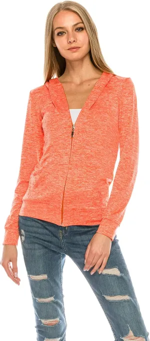 Eevee Women's Slim Fit Thin Lightweight Long Sleeve Zipped Up Hoodie Sweatshirt w/Pockets…