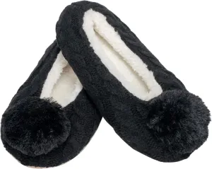 Elanze Designs Ballerina Knit Pom Womens Plush Lined Cozy Non Slip Indoor Soft Slipper