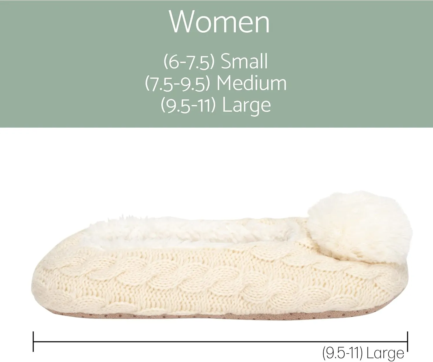 Elanze Designs Ballerina Knit Pom Womens Plush Lined Cozy Non Slip Indoor Soft Slipper
