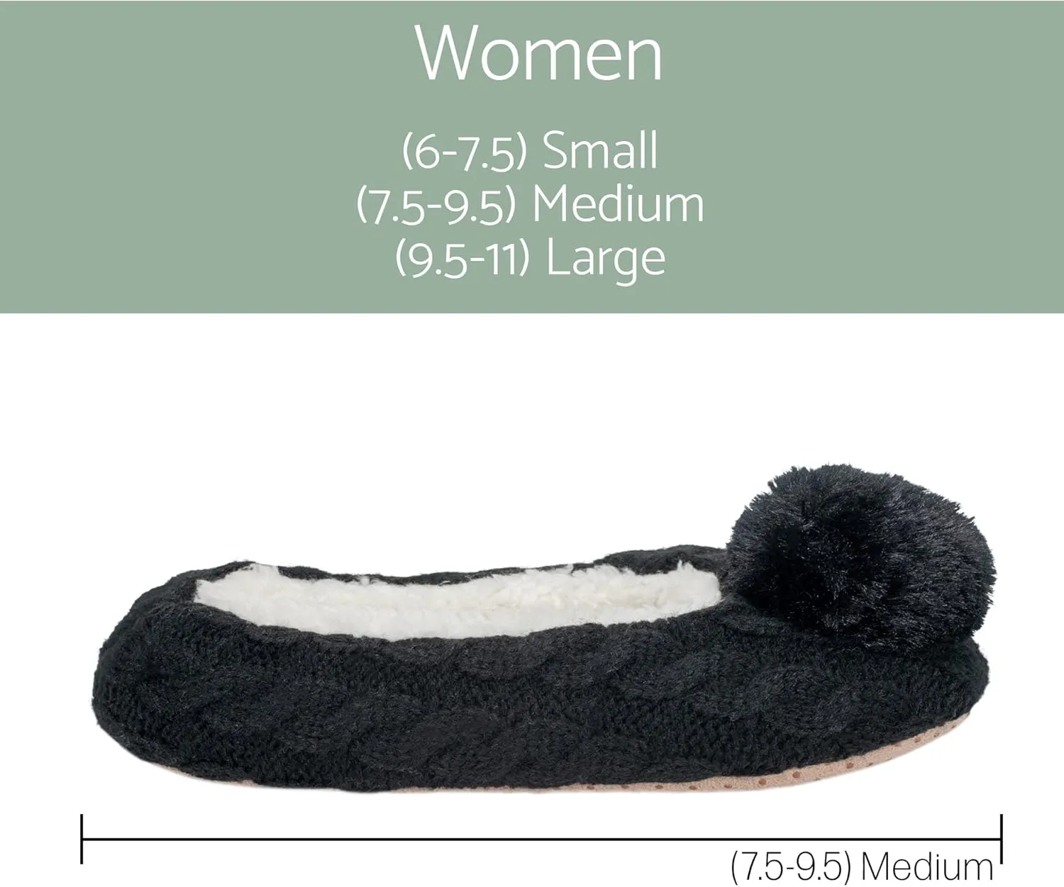 Elanze Designs Ballerina Knit Pom Womens Plush Lined Cozy Non Slip Indoor Soft Slipper