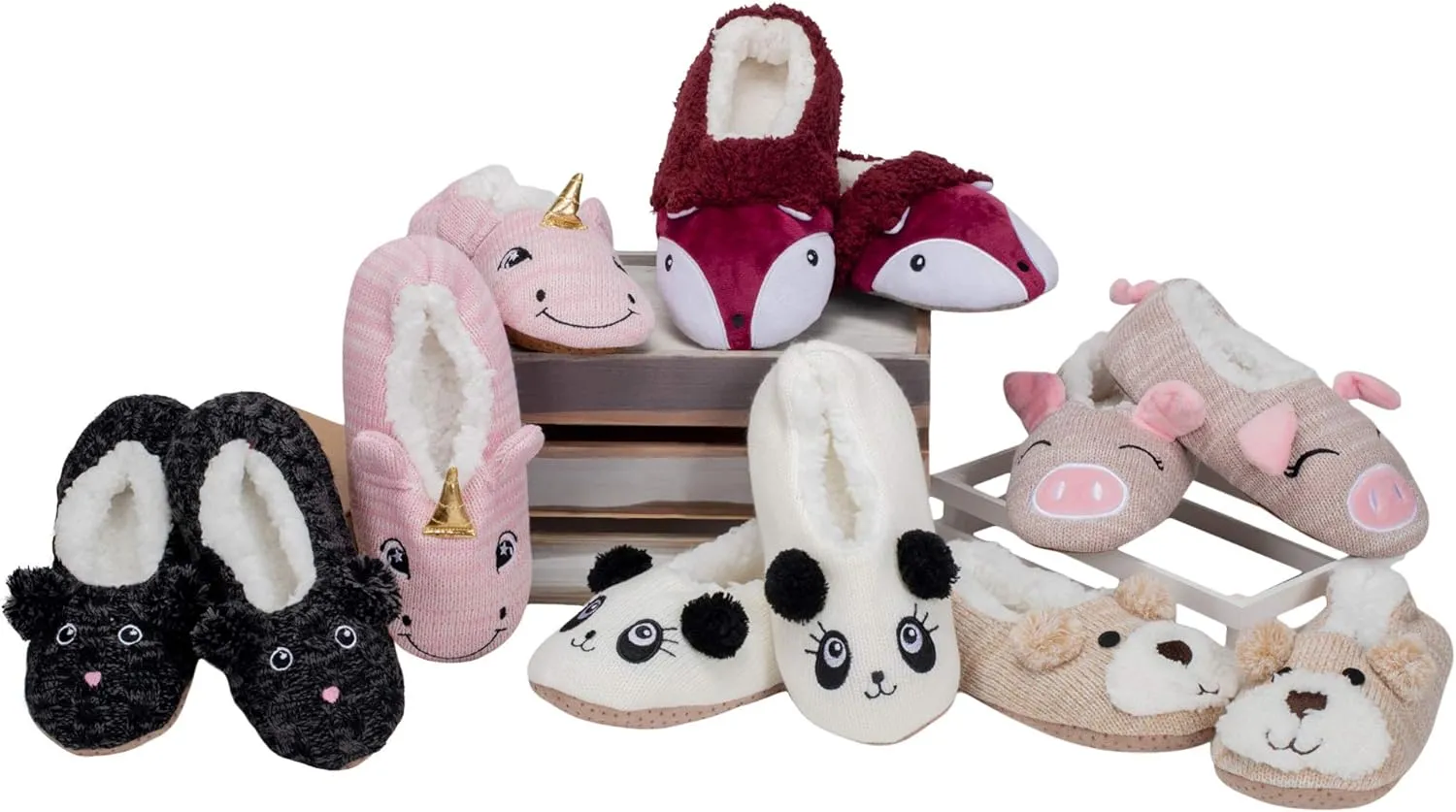 Elanze Designs Womens Animal Cozy Indoor Plush Lined Non Slip Fuzzy Soft Slipper