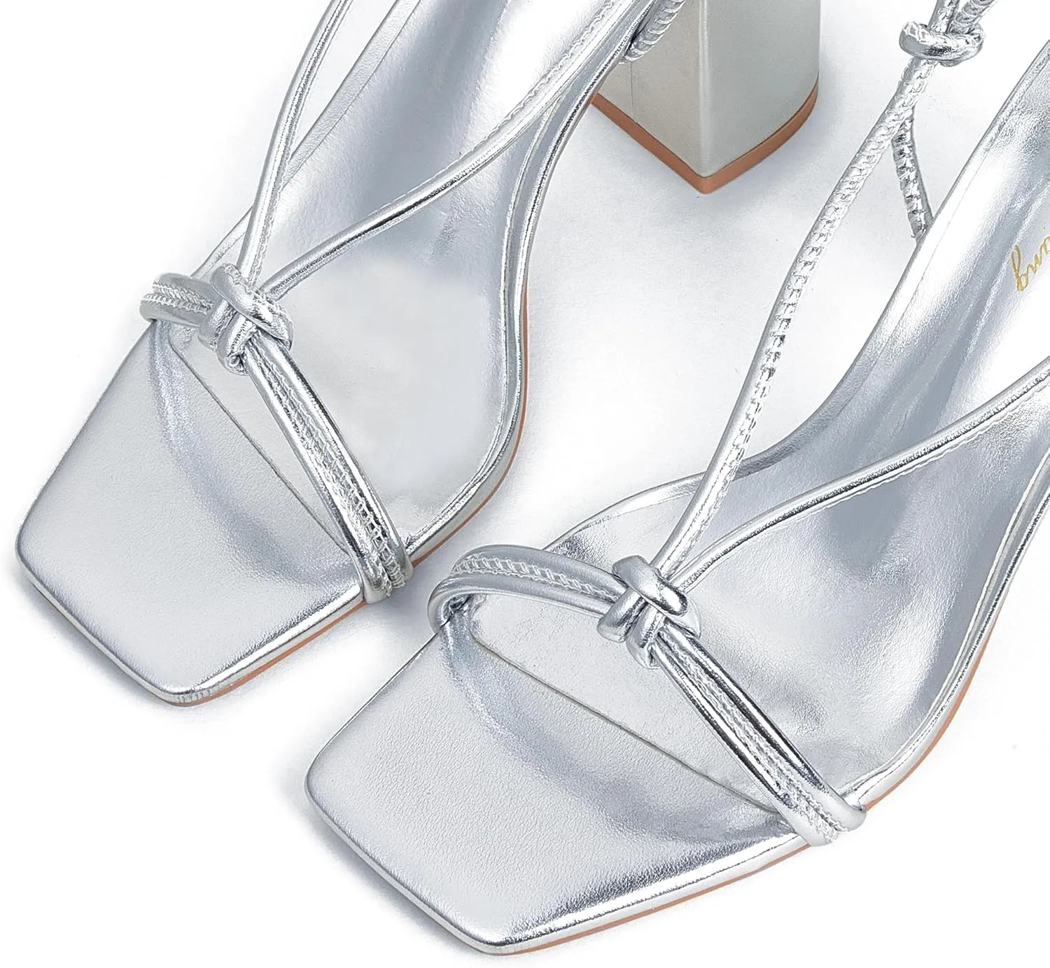 Elisabet Tang Women's Strappy Chunky Heels Sandals, 3 inch Low Block Heels Lace Up Ankle Wrap Heels Square Open Toe Tie Up Heeled Sandals Shoes