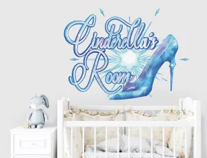 Enchanting Glass Slipper Custom Name Wall Decal - A Princess Story Inspired Room Decor for Girls - Fairy Tale Magic Living Room Decor - Once Upon a Name