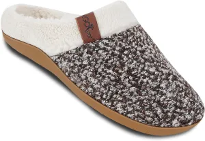 ERGOfoot Orthopedic Slippers with Arch Support, Slip-On Knit Soft Sherpa Lining House Slipper, Plantar Fasciitis Relief, Orthotic House Shoes with Indoor Outdoor Anti-Skid Rubber Sole
