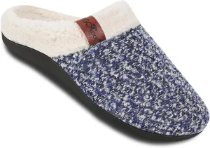 ERGOfoot Orthopedic Slippers with Arch Support, Slip-On Knit Soft Sherpa Lining House Slipper, Plantar Fasciitis Relief, Orthotic House Shoes with Indoor Outdoor Anti-Skid Rubber Sole