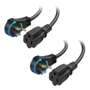 [ETL Listed] Cable Matters 2-Pack 16 AWG 360° Rotating Flat Plug Extension Cord - 6ft, Low Profile 3 Prong Power Extension Cords, NEMA 5-15P to NEMA 5-15R, Black